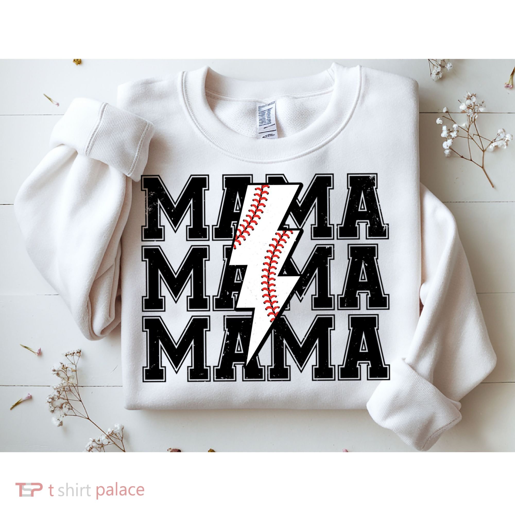 Lightning Bolt Mama Softball Baseball Sport Mom Mother's Day  Sweatshirt