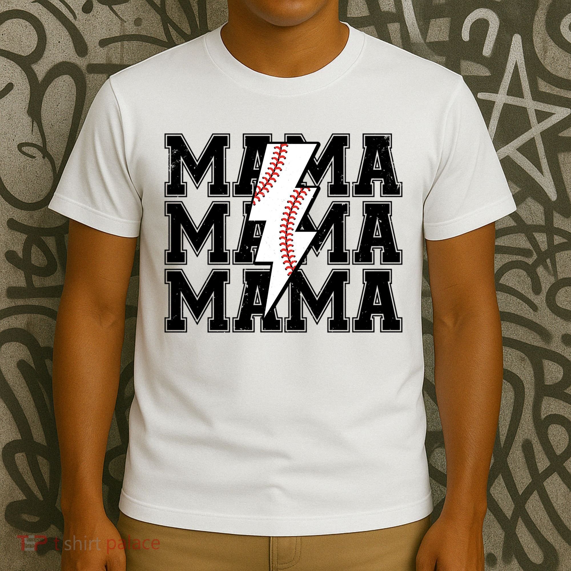 Lightning Bolt Mama Softball Baseball Sport Mom Mother's Day  T-Shirt