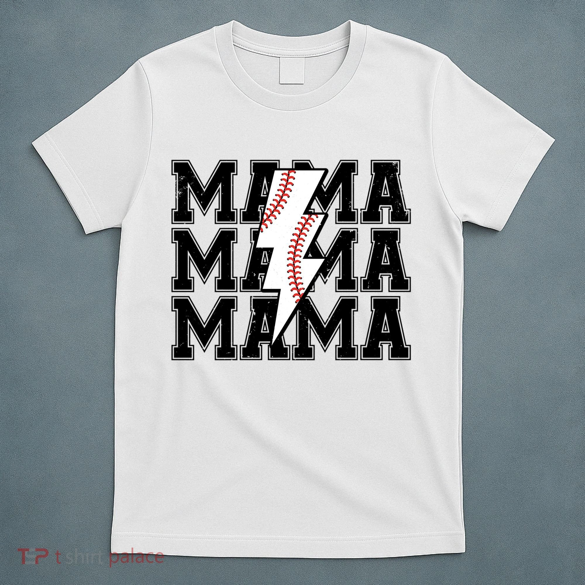 Lightning Bolt Mama Softball Baseball Sport Mom Mother's Day  T-Shirt