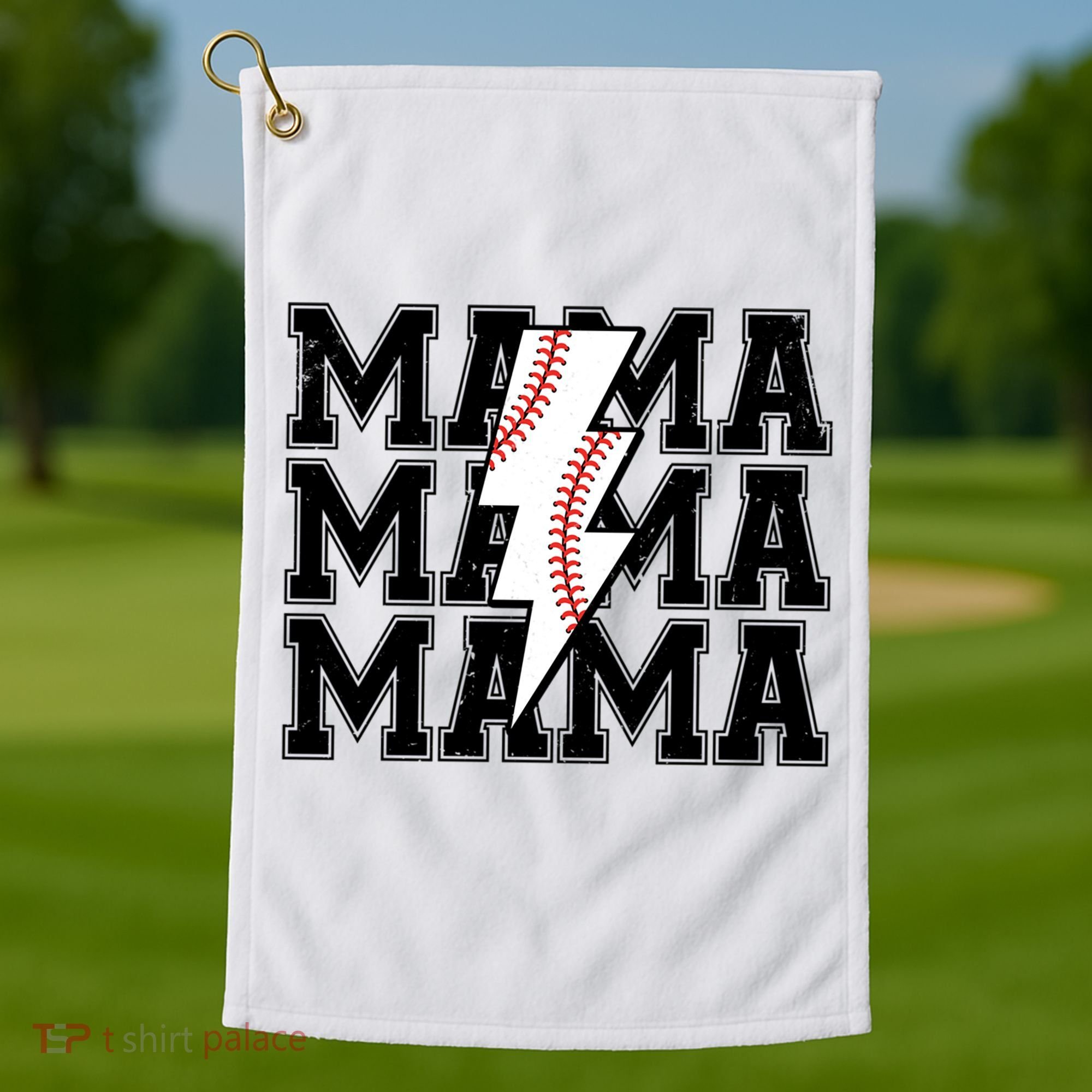 Lightning Bolt Mama Softball Baseball Sport Mom Mother's Day  Golf Towel