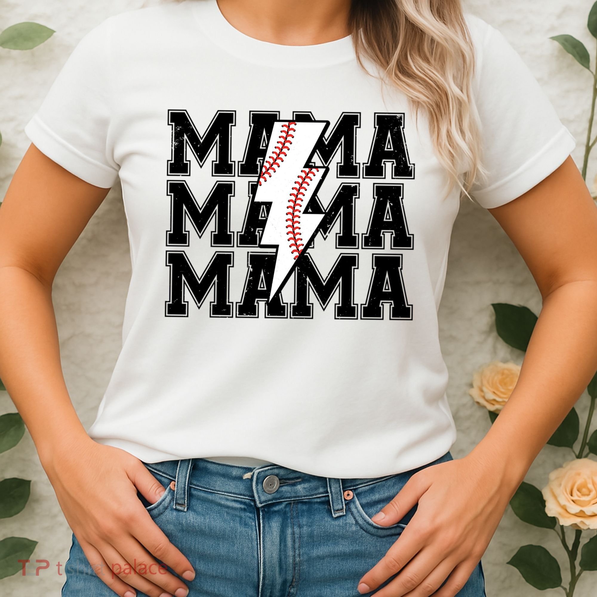 Lightning Bolt Mama Softball Baseball Sport Mom Mother's Day  Women's T-Shirt