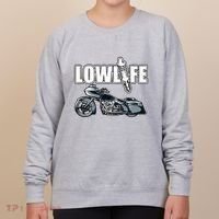Lowlife Bagger Motorcycle . Chicano Vicla Lowrider Bikes Women's Sweatshirt thumb 0