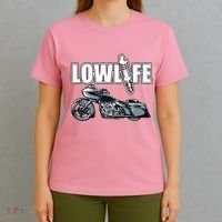 Lowlife Bagger Motorcycle . Chicano Vicla Lowrider Bikes T-Shirt thumb 4