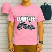 Lowlife Bagger Motorcycle . Chicano Vicla Lowrider Bikes T-Shirt thumb 6