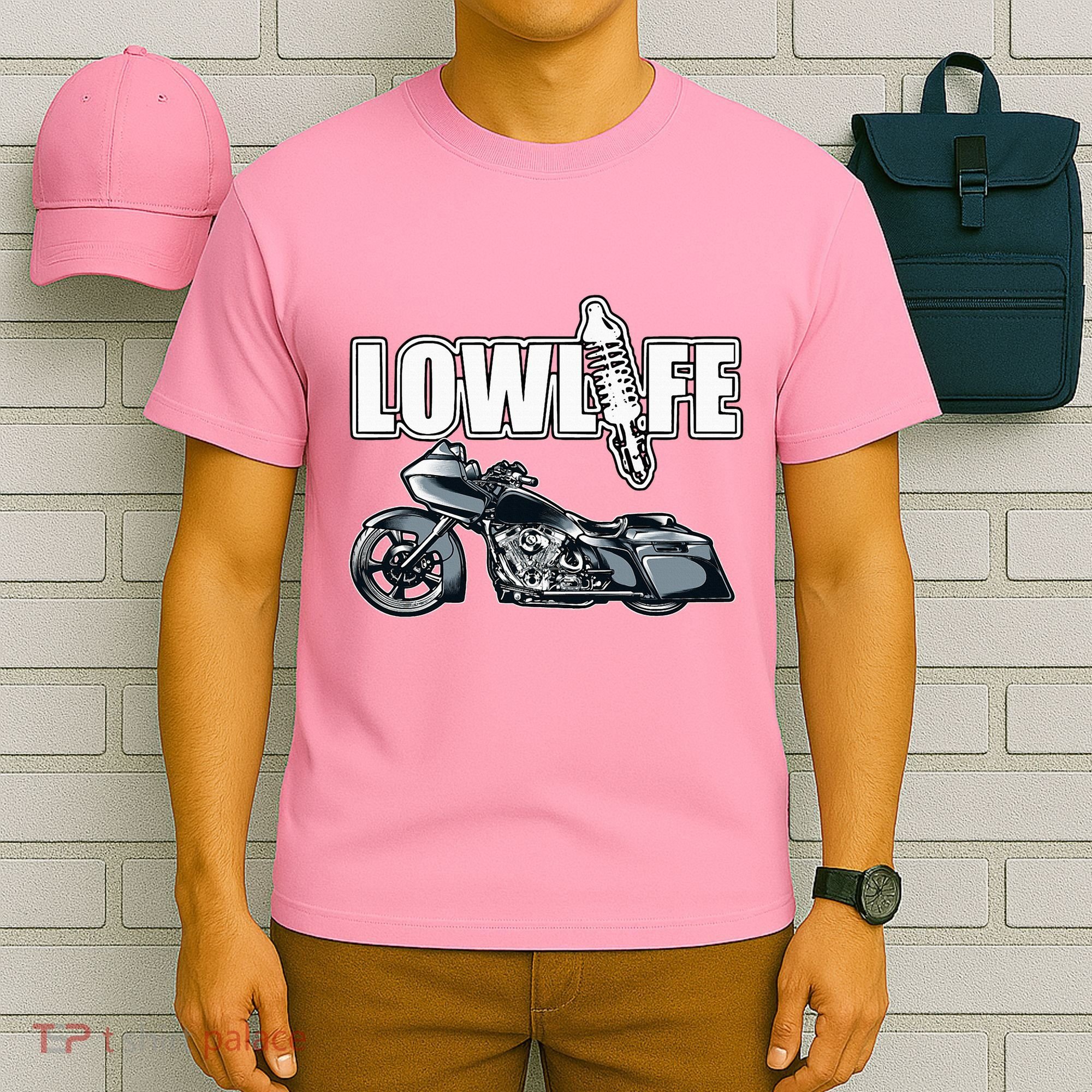 Lowlife Bagger Motorcycle . Chicano Vicla Lowrider Bikes T-Shirt