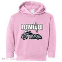 Lowlife Bagger Motorcycle . Chicano Vicla Lowrider Bikes Toddler Hoodie thumb 0
