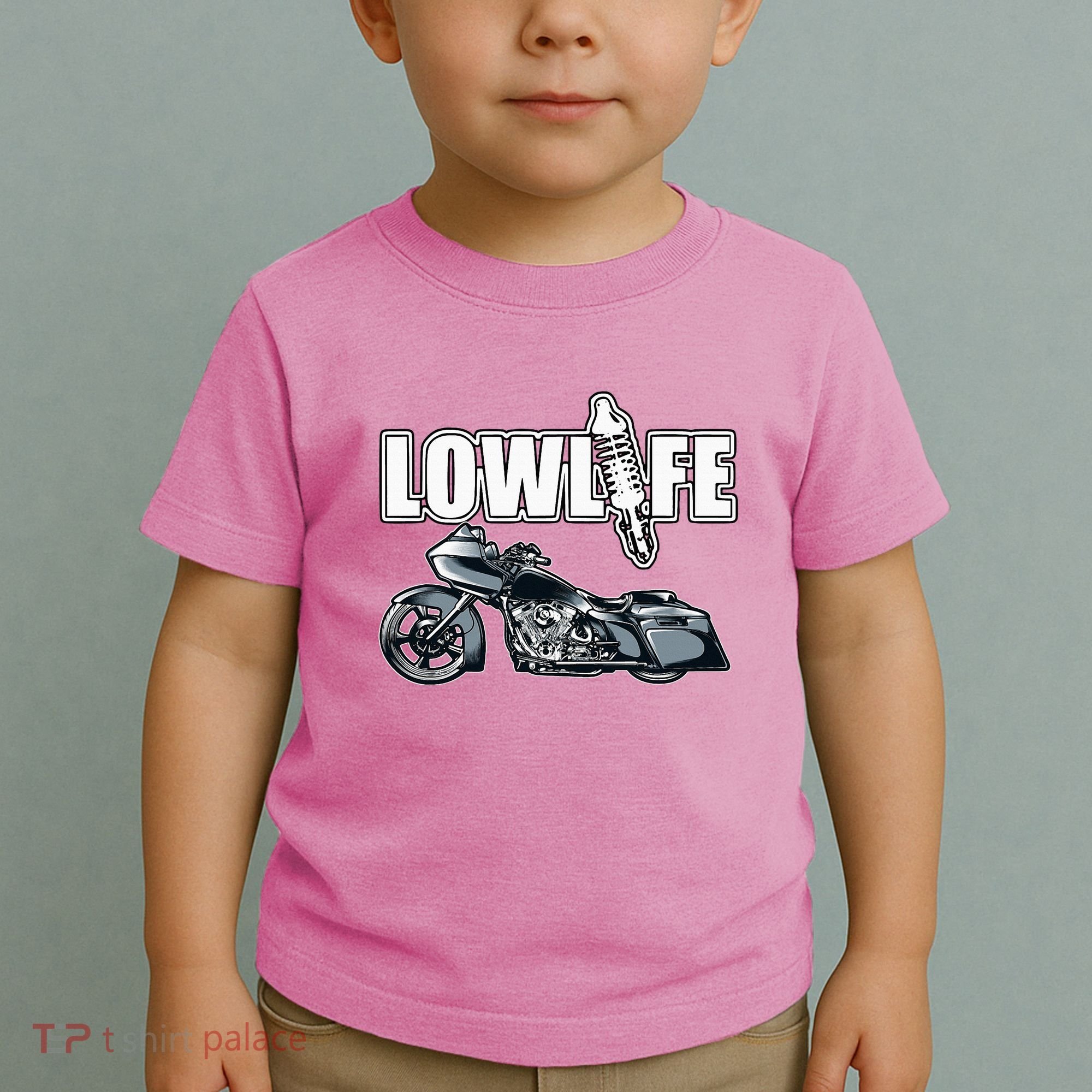 Lowlife Bagger Motorcycle . Chicano Vicla Lowrider Bikes Toddler T-Shirt