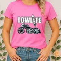 Lowlife Bagger Motorcycle . Chicano Vicla Lowrider Bikes Women's T-Shirt thumb 2