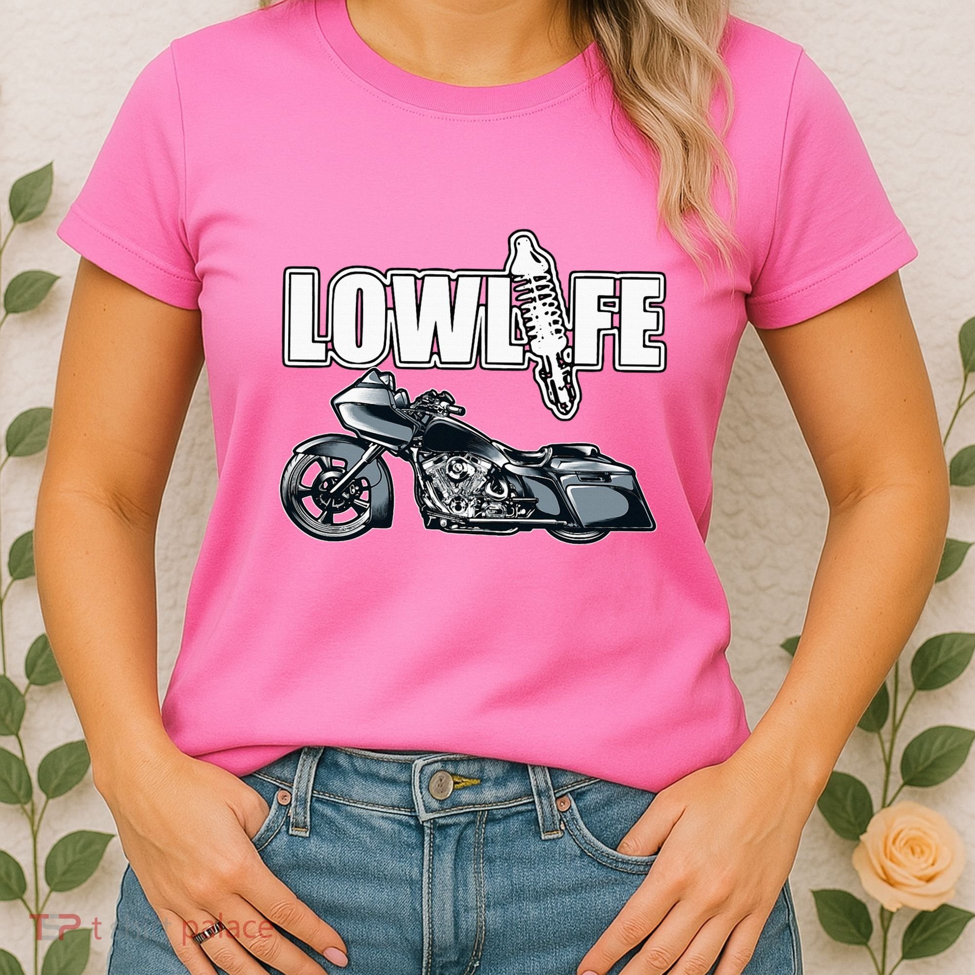 Lowlife Bagger Motorcycle . Chicano Vicla Lowrider Bikes Women's T-Shirt