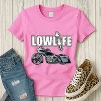 Lowlife Bagger Motorcycle . Chicano Vicla Lowrider Bikes Women's T-Shirt thumb 3