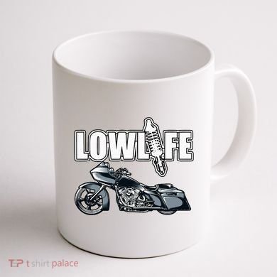 Lowlife Bagger Motorcycle . Chicano Vicla Lowrider Bikes Coffee Mug back
