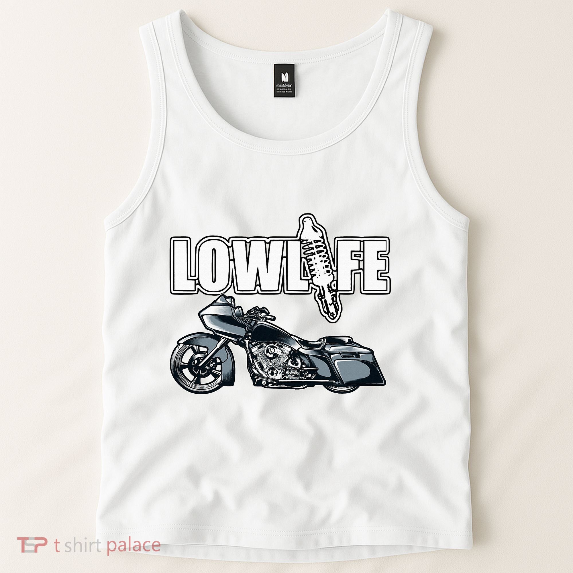Lowlife Bagger Motorcycle . Chicano Vicla Lowrider Bikes Tank Top