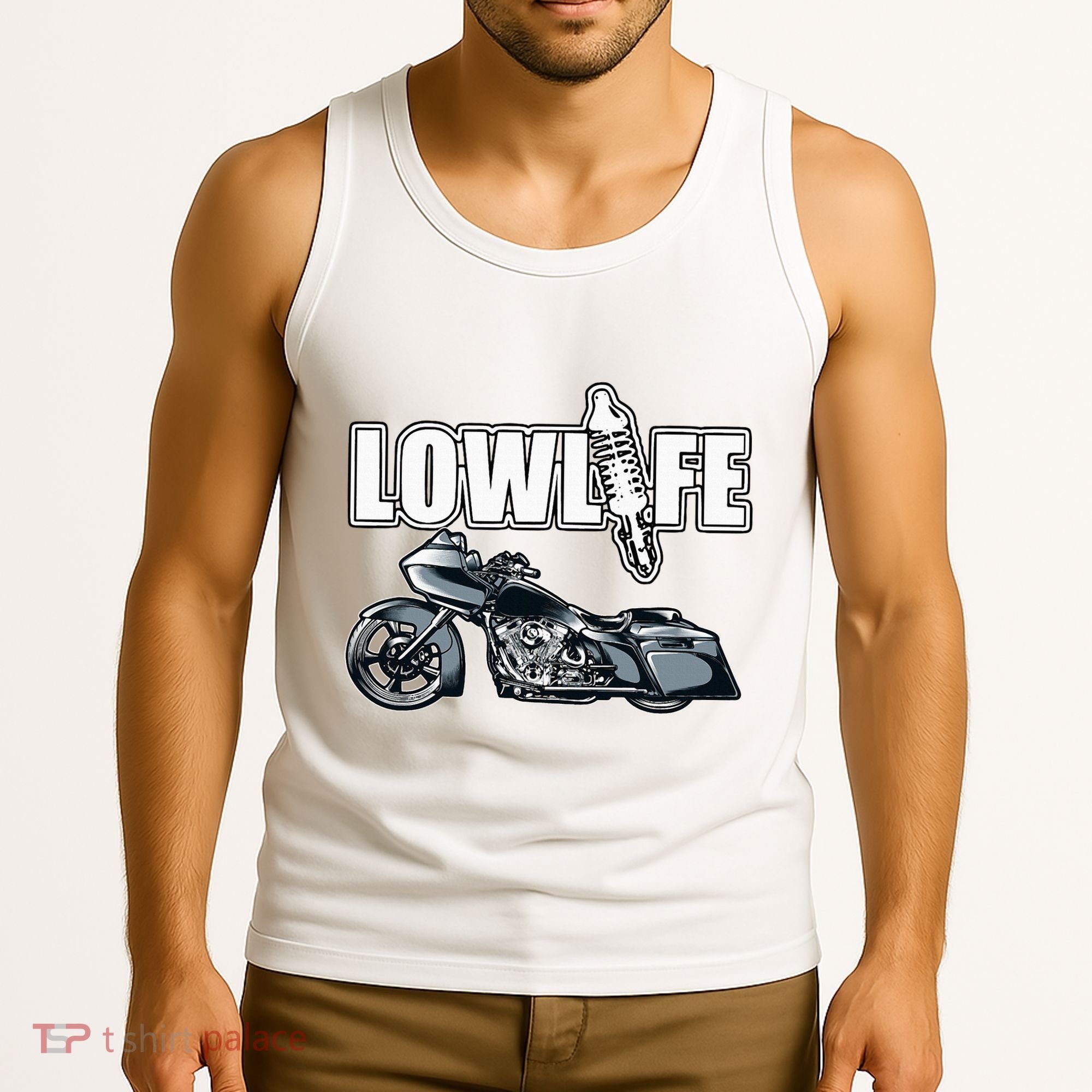 Lowlife Bagger Motorcycle . Chicano Vicla Lowrider Bikes Tank Top