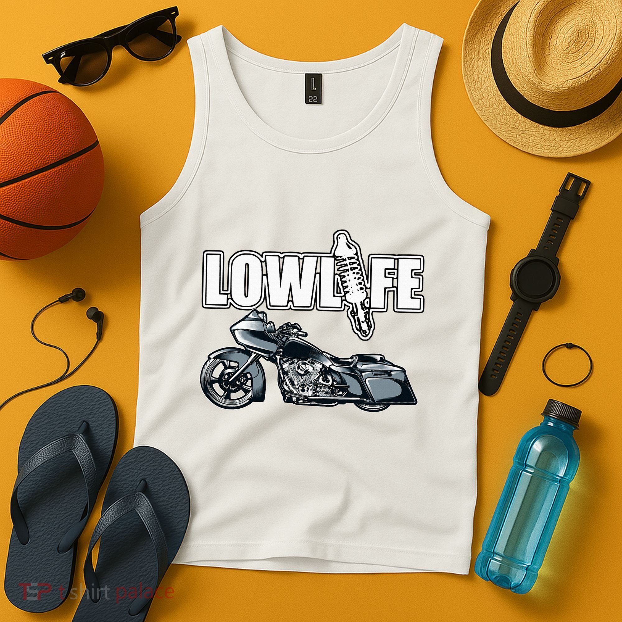 Lowlife Bagger Motorcycle . Chicano Vicla Lowrider Bikes Tank Top