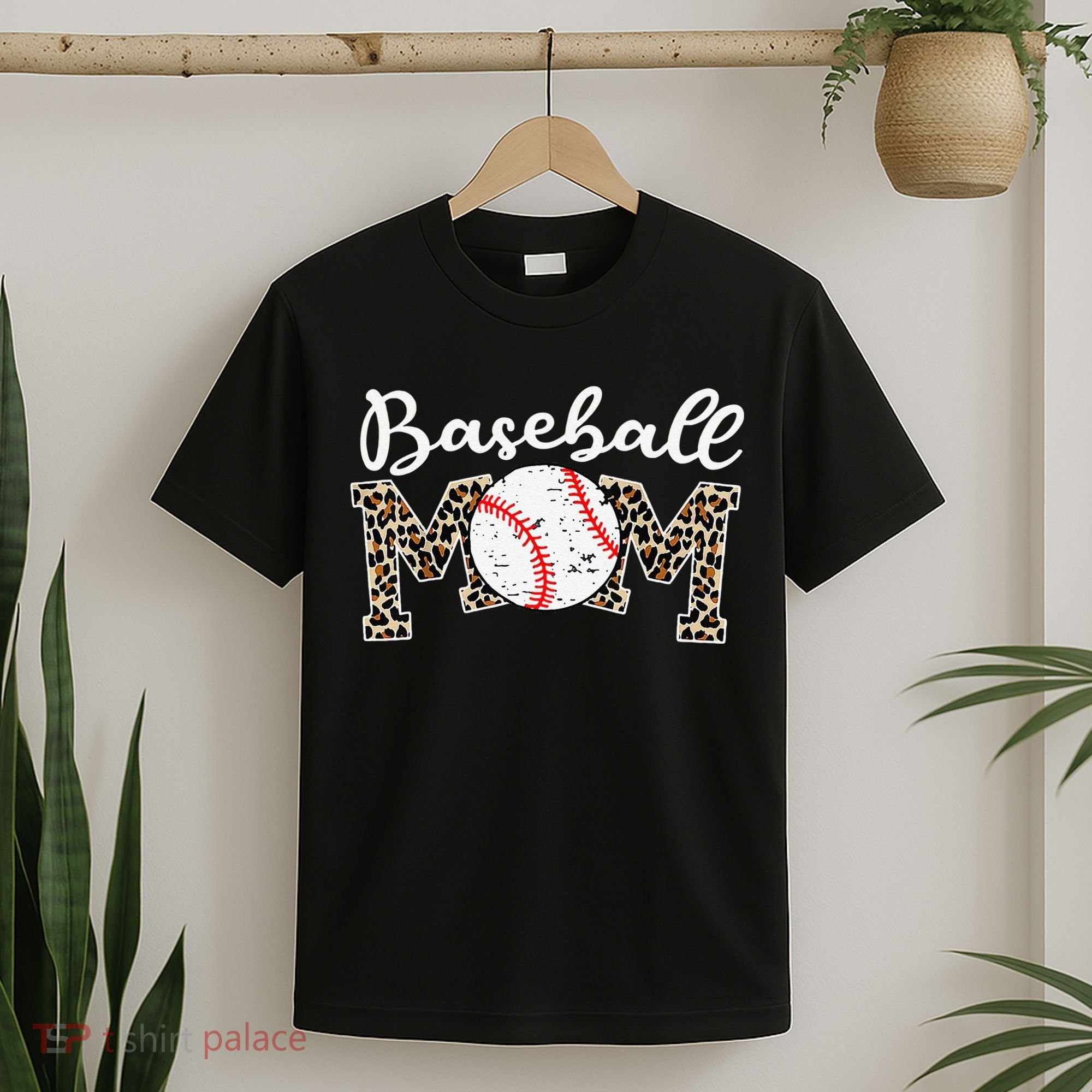 Leopard Baseball Mom Life Game Day Mothers Day T-Shirt