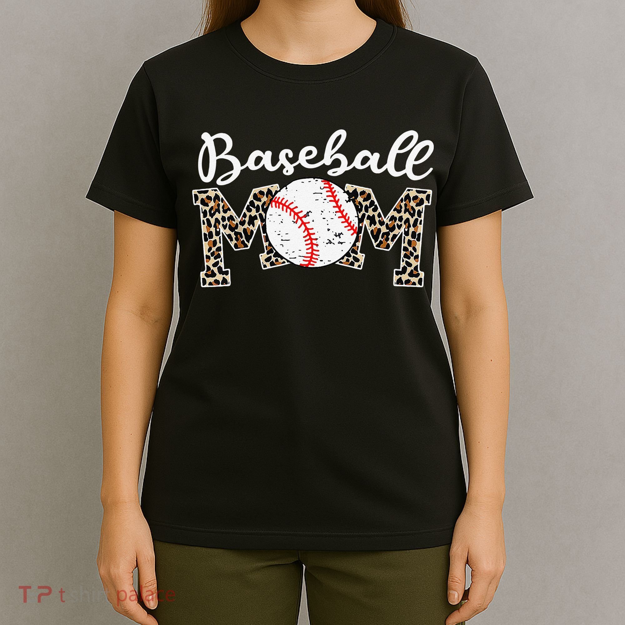 Leopard Baseball Mom Life Game Day Mothers Day T-Shirt