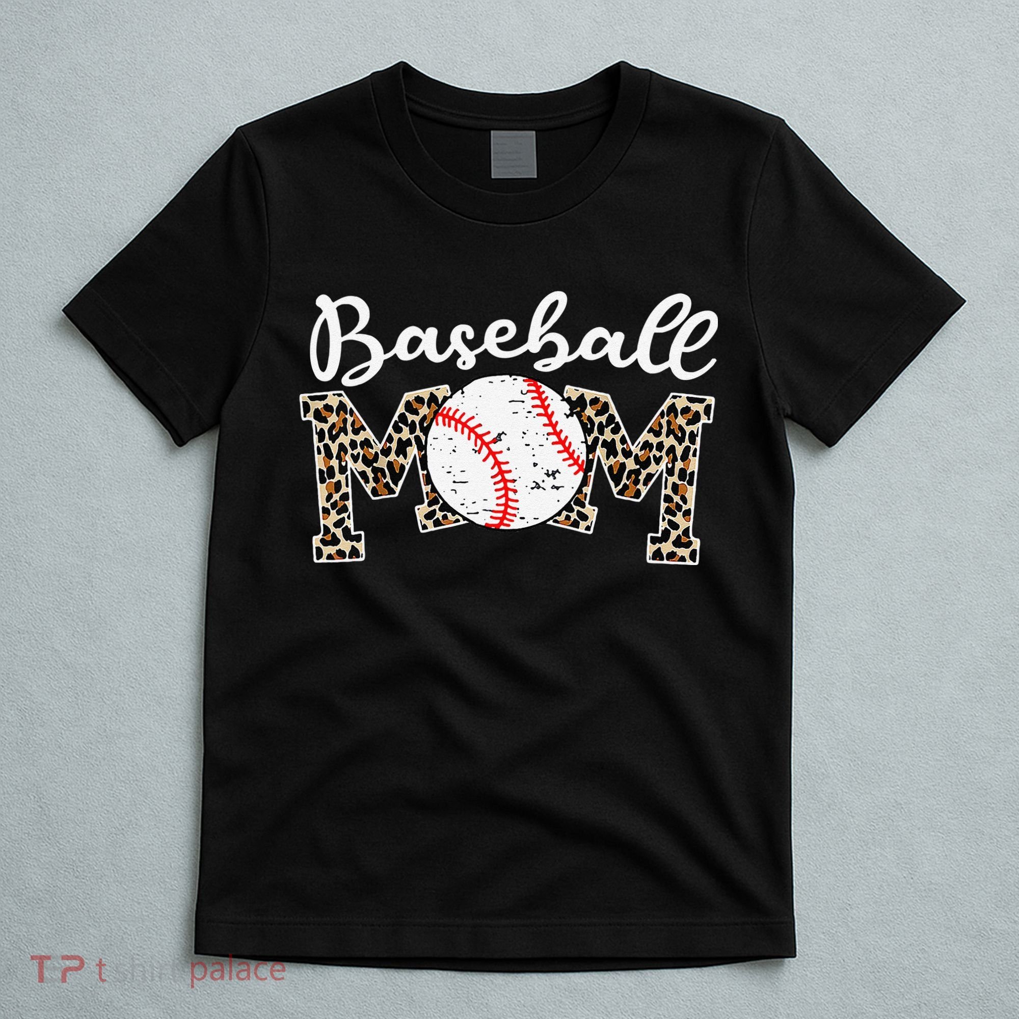 Leopard Baseball Mom Life Game Day Mothers Day T-Shirt