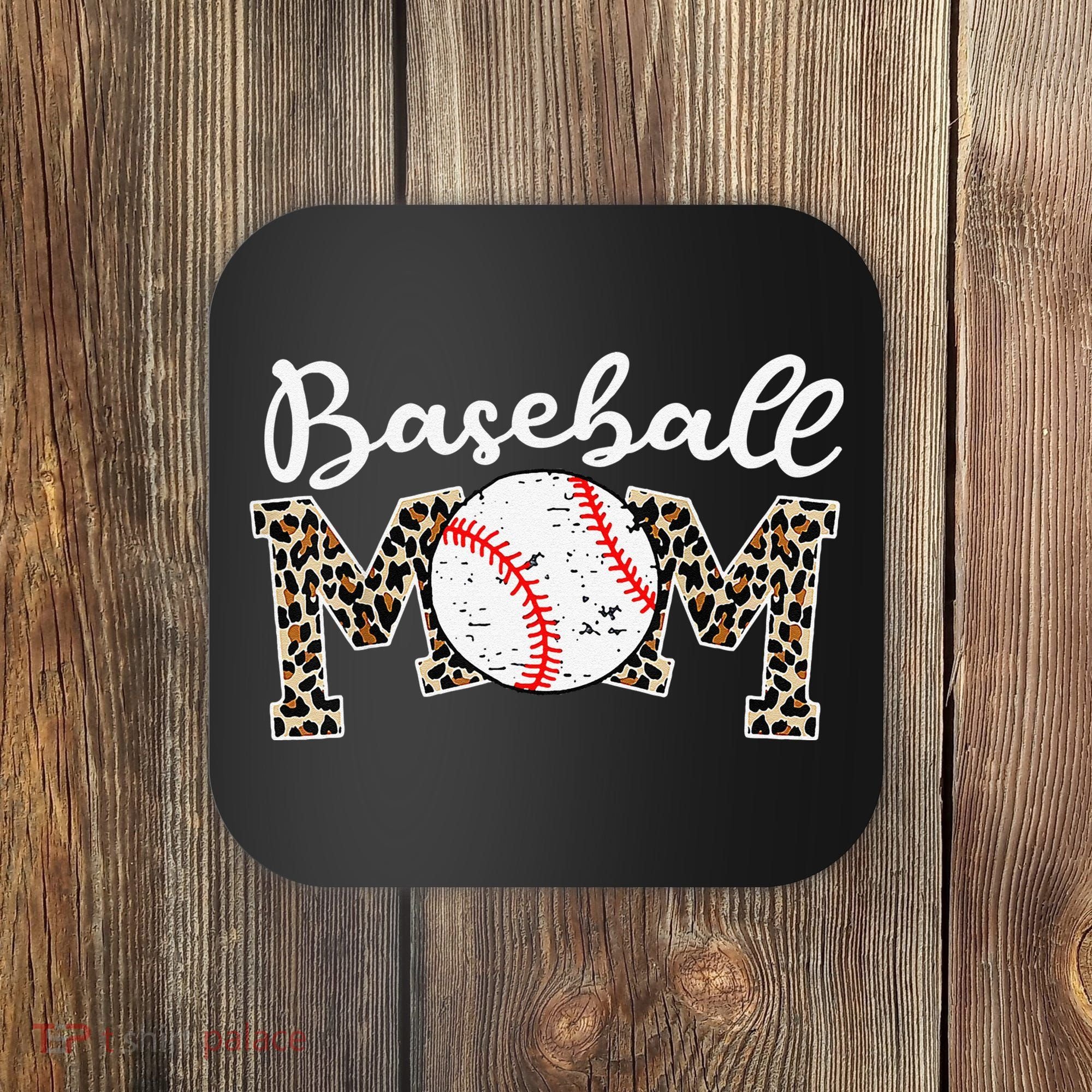 Leopard Baseball Mom Life Game Day Mothers Day Coaster
