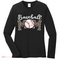 Leopard Baseball Mom Life Game Day Mothers Day Women's Long Sleeve Shirt thumb 0