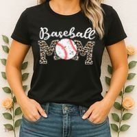 Leopard Baseball Mom Life Game Day Mothers Day Women's T-Shirt thumb 2