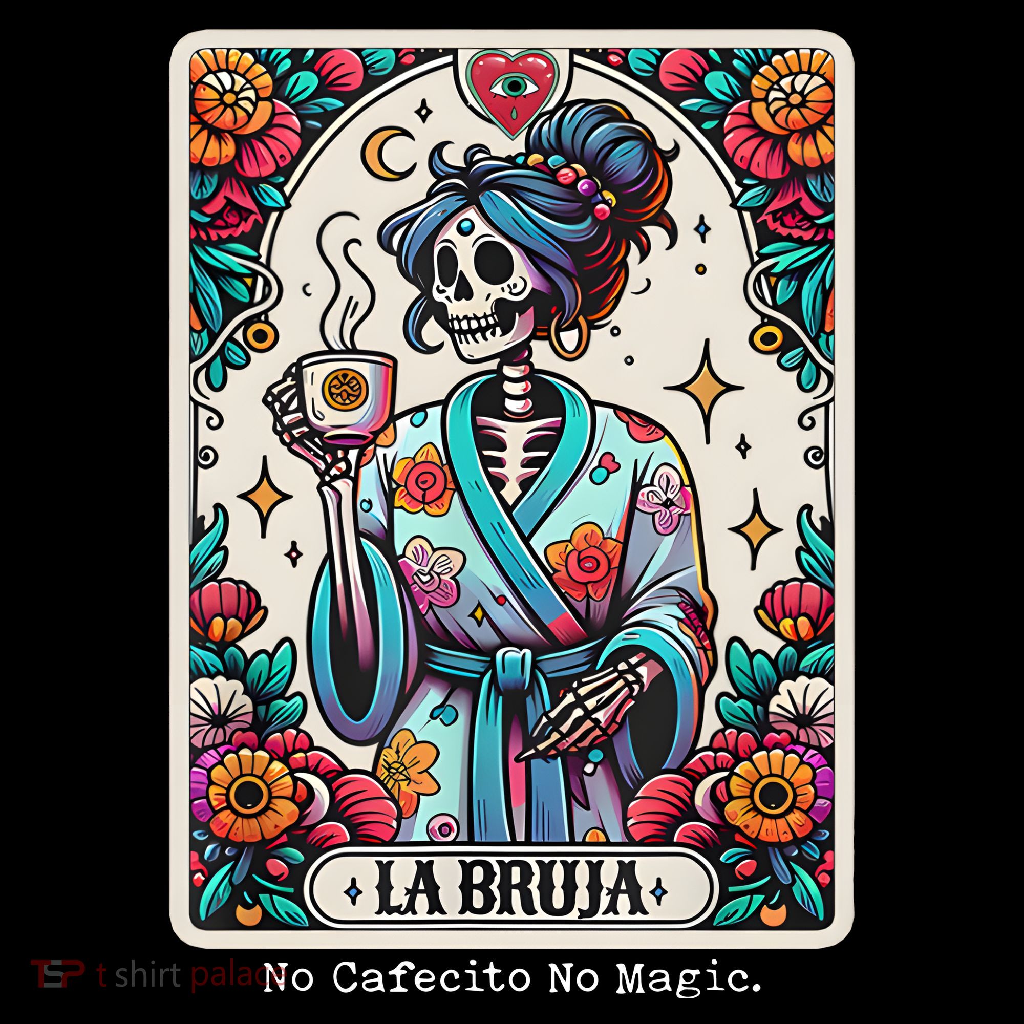 La Bruja No Cafecito No Magic Skeleton Long Sleeve Shirt