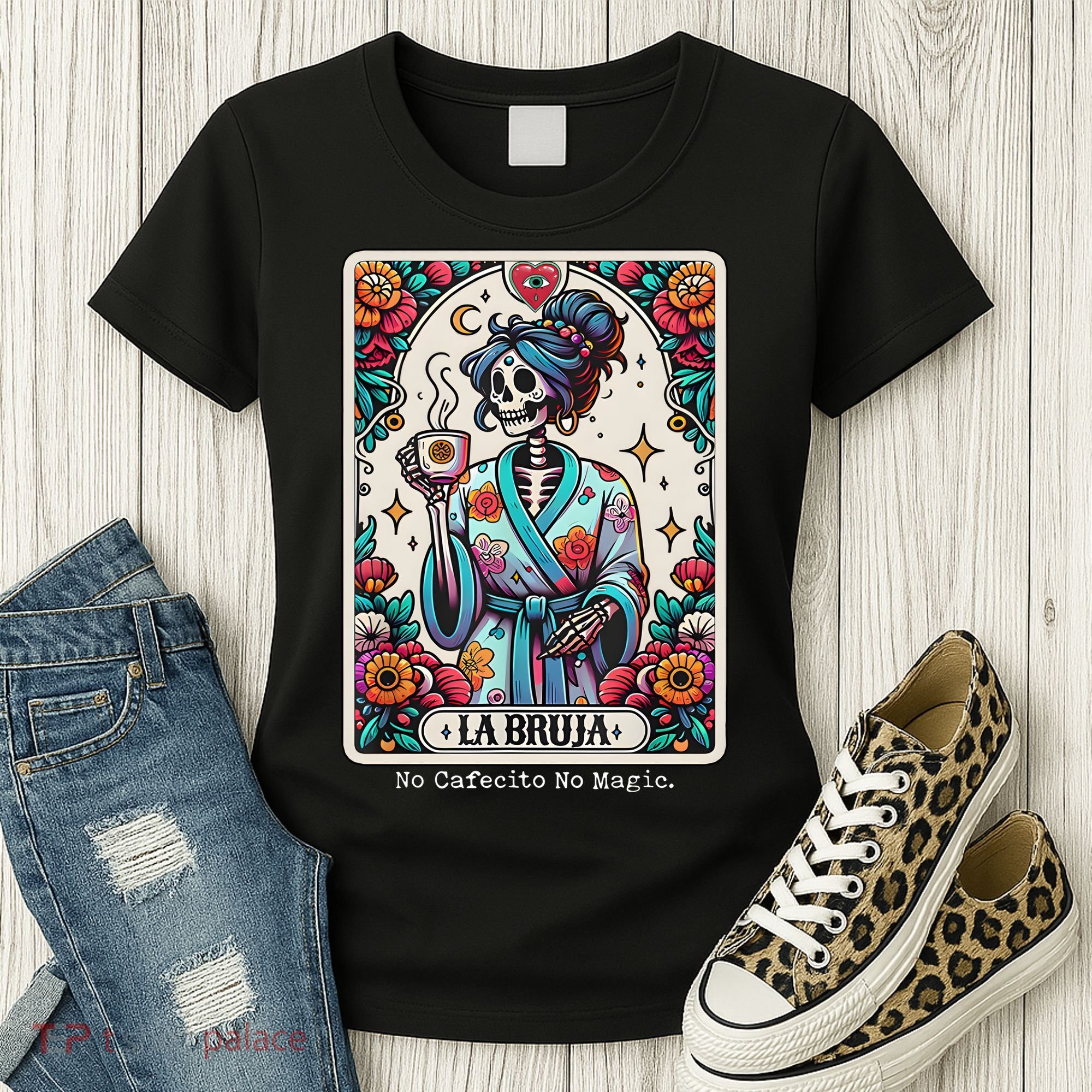 La Bruja No Cafecito No Magic Skeleton Women's T-Shirt