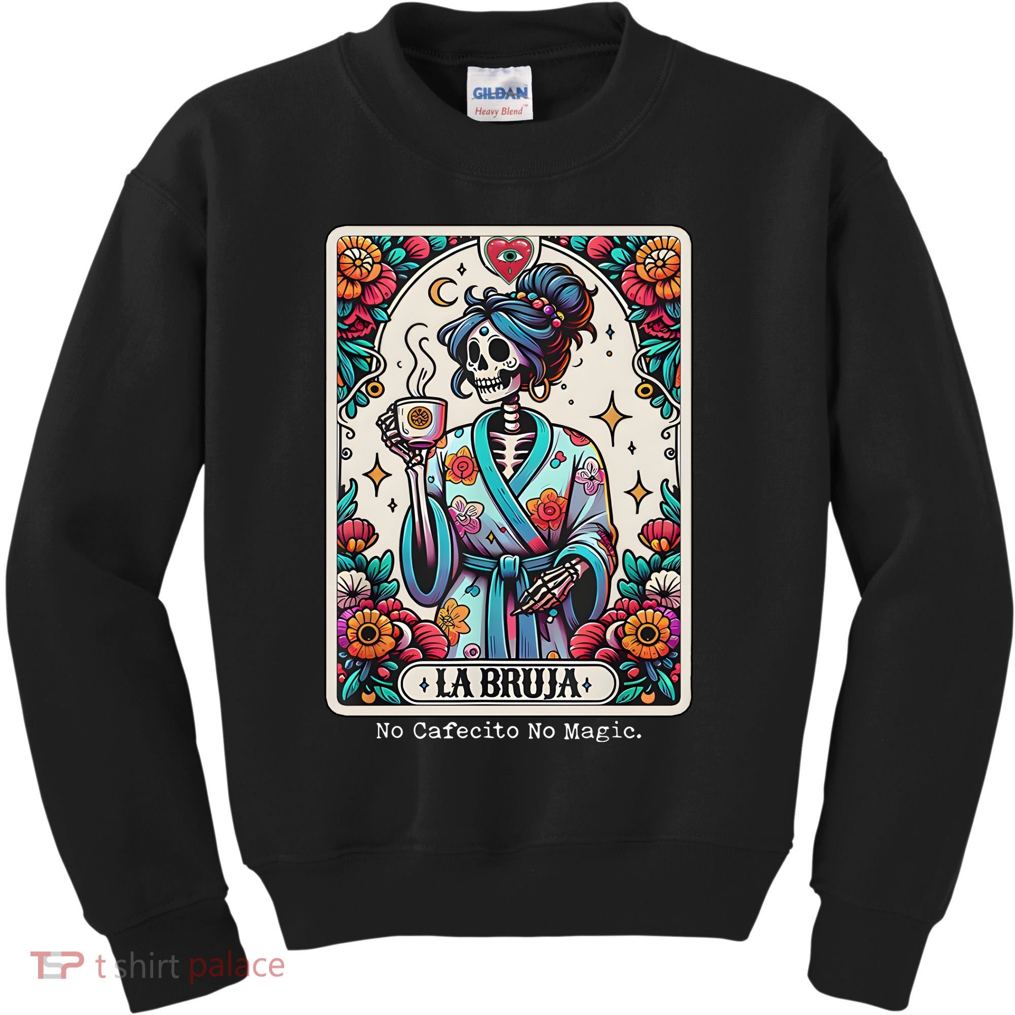 La Bruja No Cafecito No Magic Skeleton Kids Sweatshirt