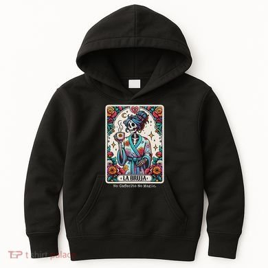La Bruja No Cafecito No Magic Skeleton Kids Hoodie