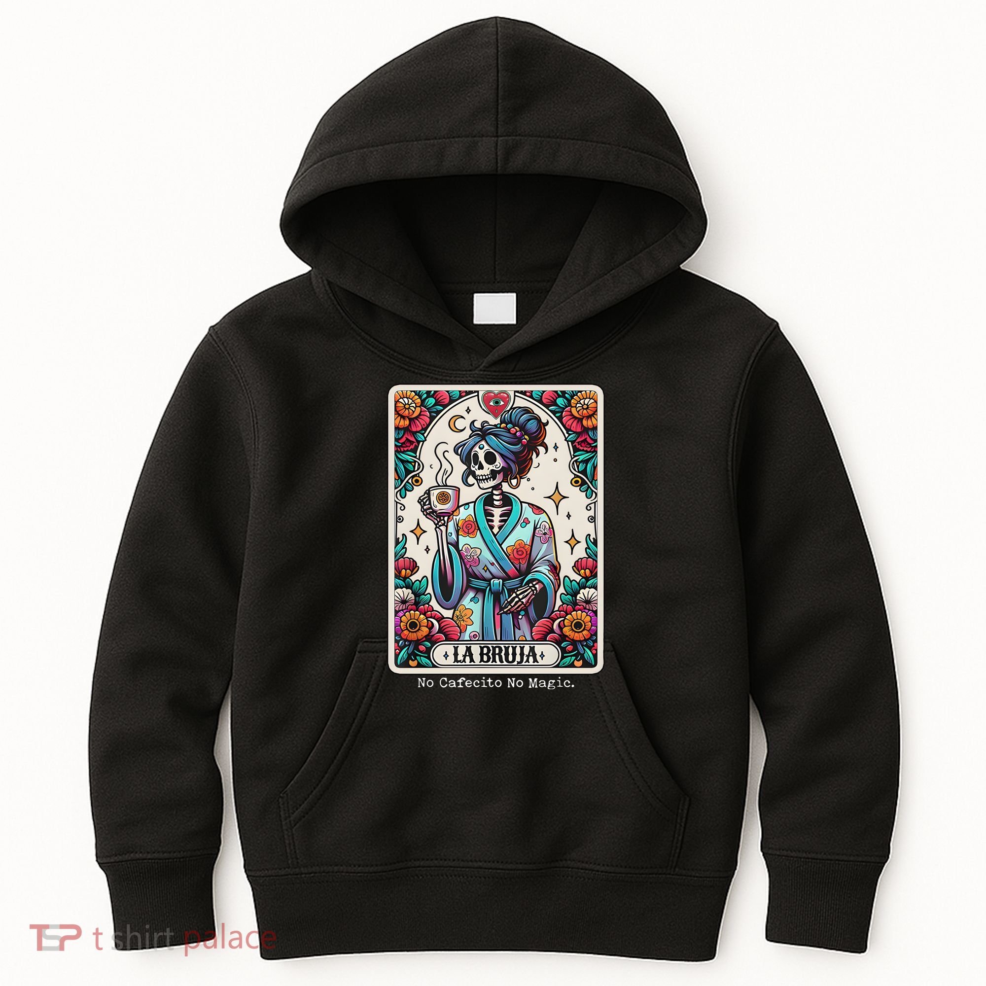 La Bruja No Cafecito No Magic Skeleton Kids Hoodie