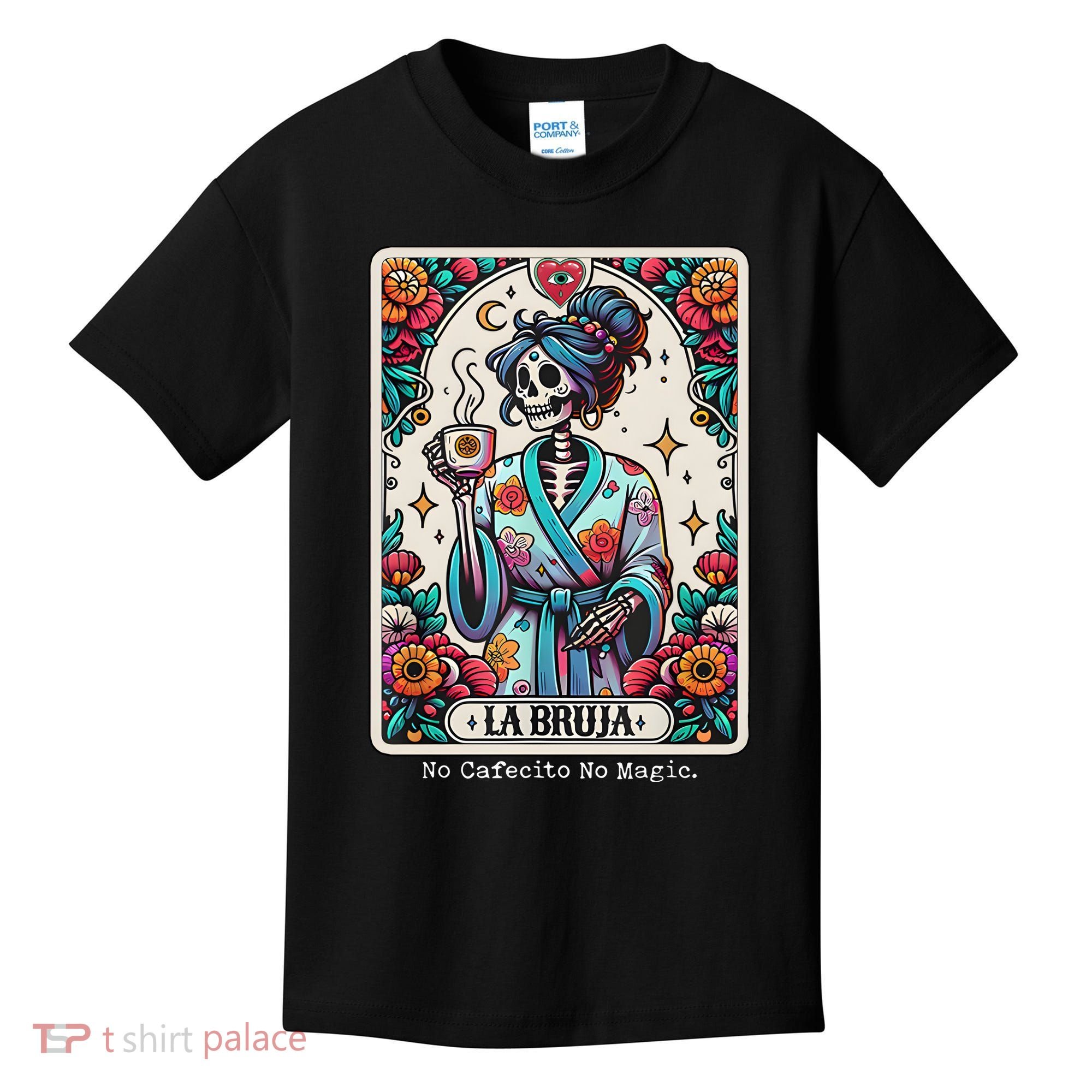 La Bruja No Cafecito No Magic Skeleton Kids T-Shirt