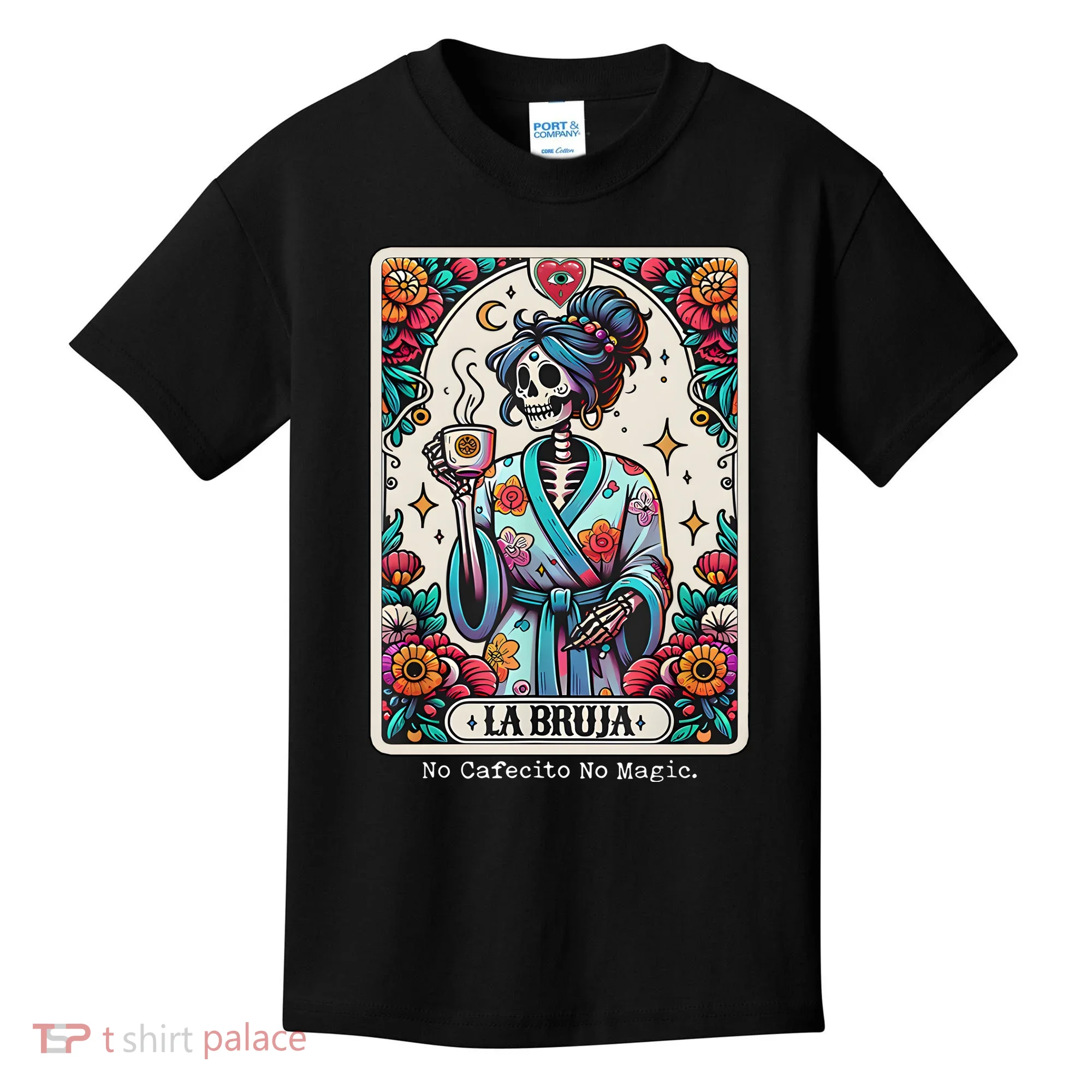 La Bruja No Cafecito No Magic Skeleton Kids T-Shirt