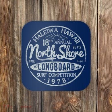 Long Board North Shore Surf Vintage Hawaii Beach Coaster
