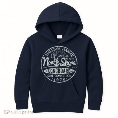 Long Board North Shore Surf Vintage Hawaii Beach Kids Hoodie