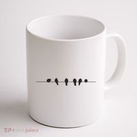 Little Birds On The Cable Wire Coffee Mug thumb 1