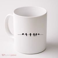 Little Birds On The Cable Wire Coffee Mug thumb 0