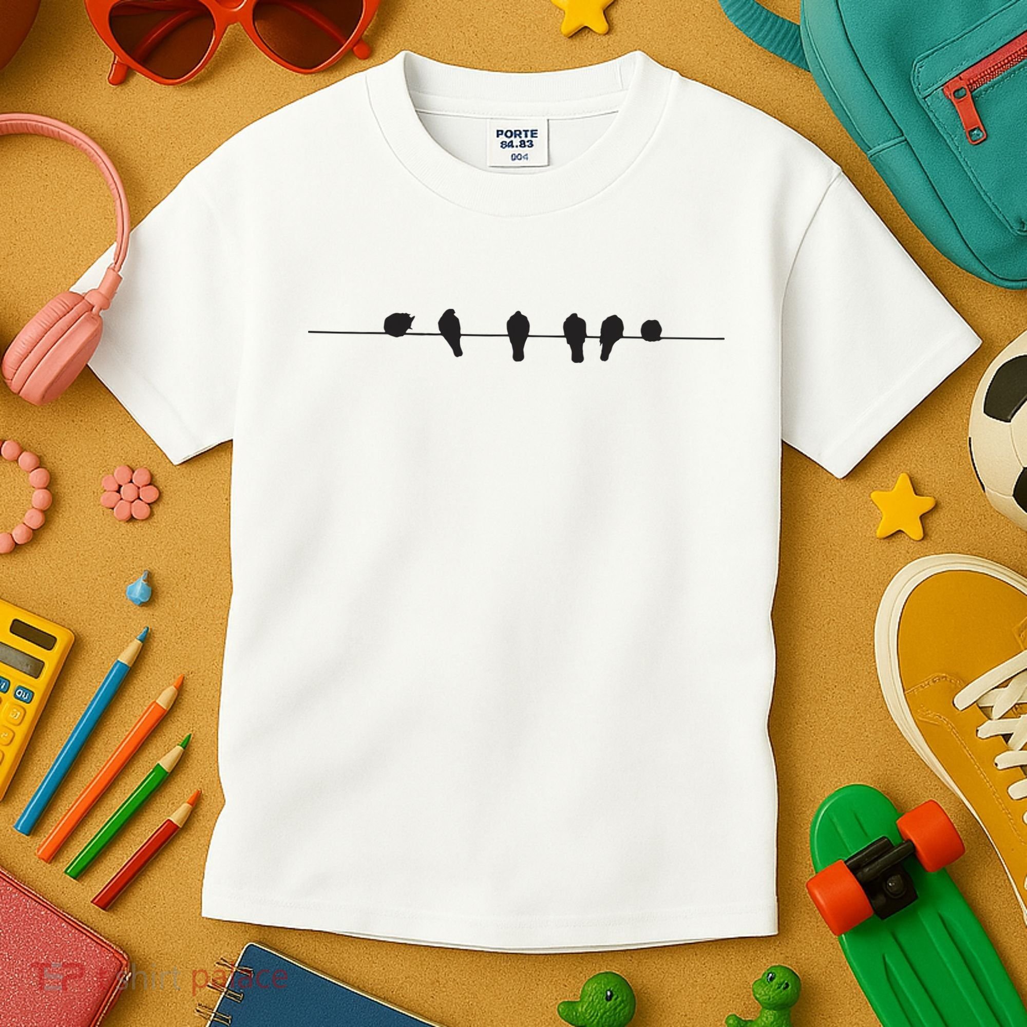 Little Birds On The Cable Wire Kids T-Shirt
