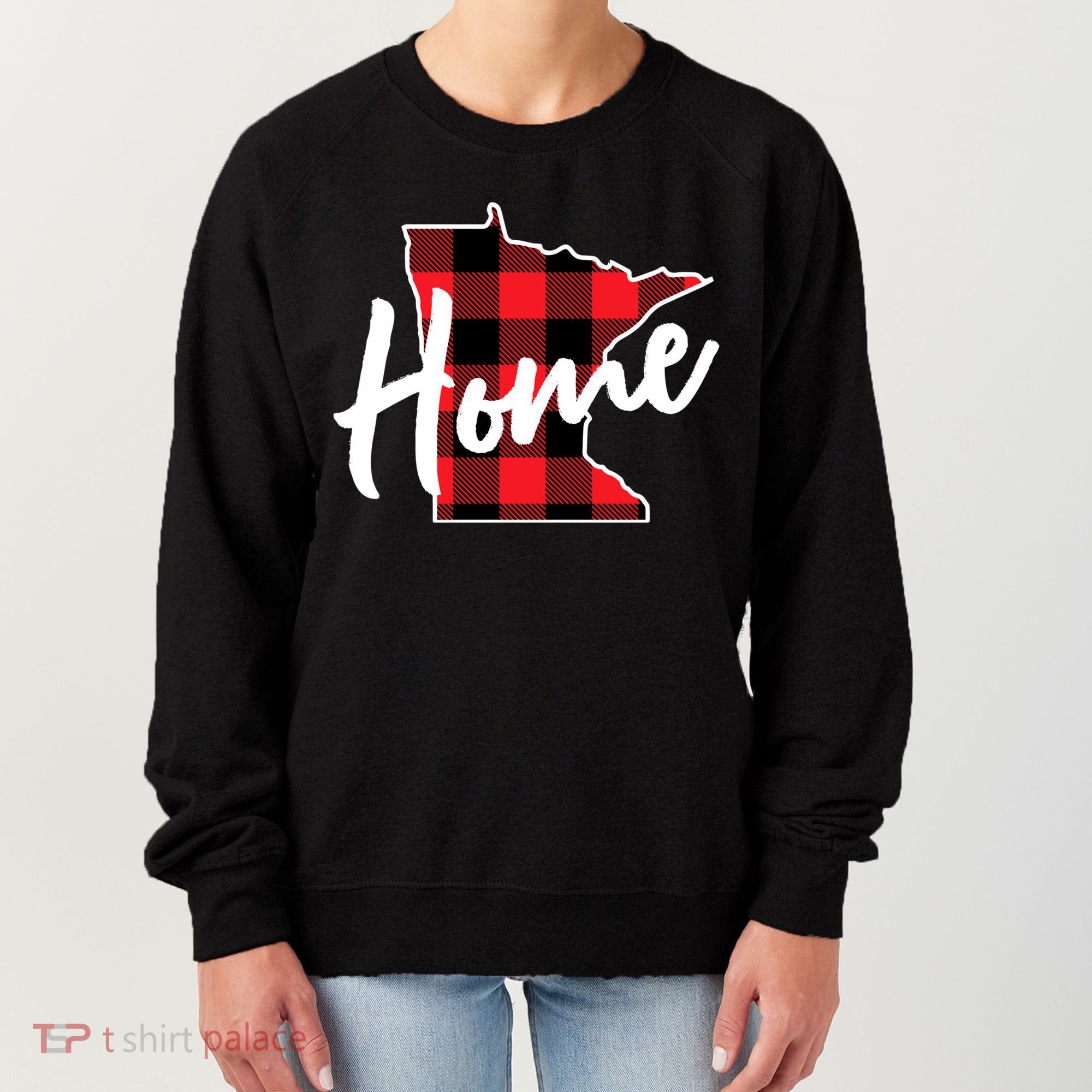Lumberjack Buffalo Plaid Minnesota Home State Cute Gift Back Gift Women's Sweatshirt