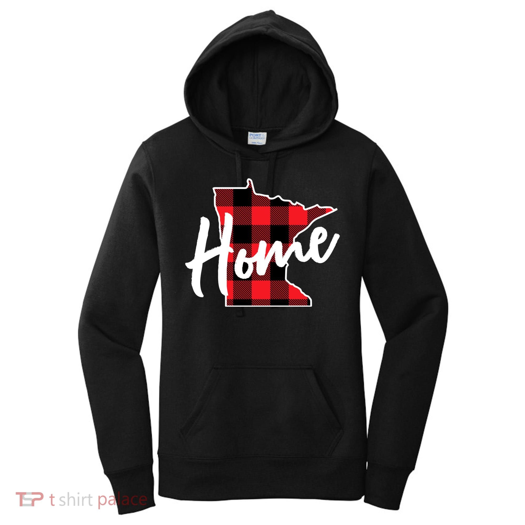Lumberjack Buffalo Plaid Minnesota Home State Cute Gift Back Gift Women's Hoodie