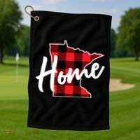 Lumberjack Buffalo Plaid Minnesota Home State Cute Gift Back Gift Golf Towel thumb 1