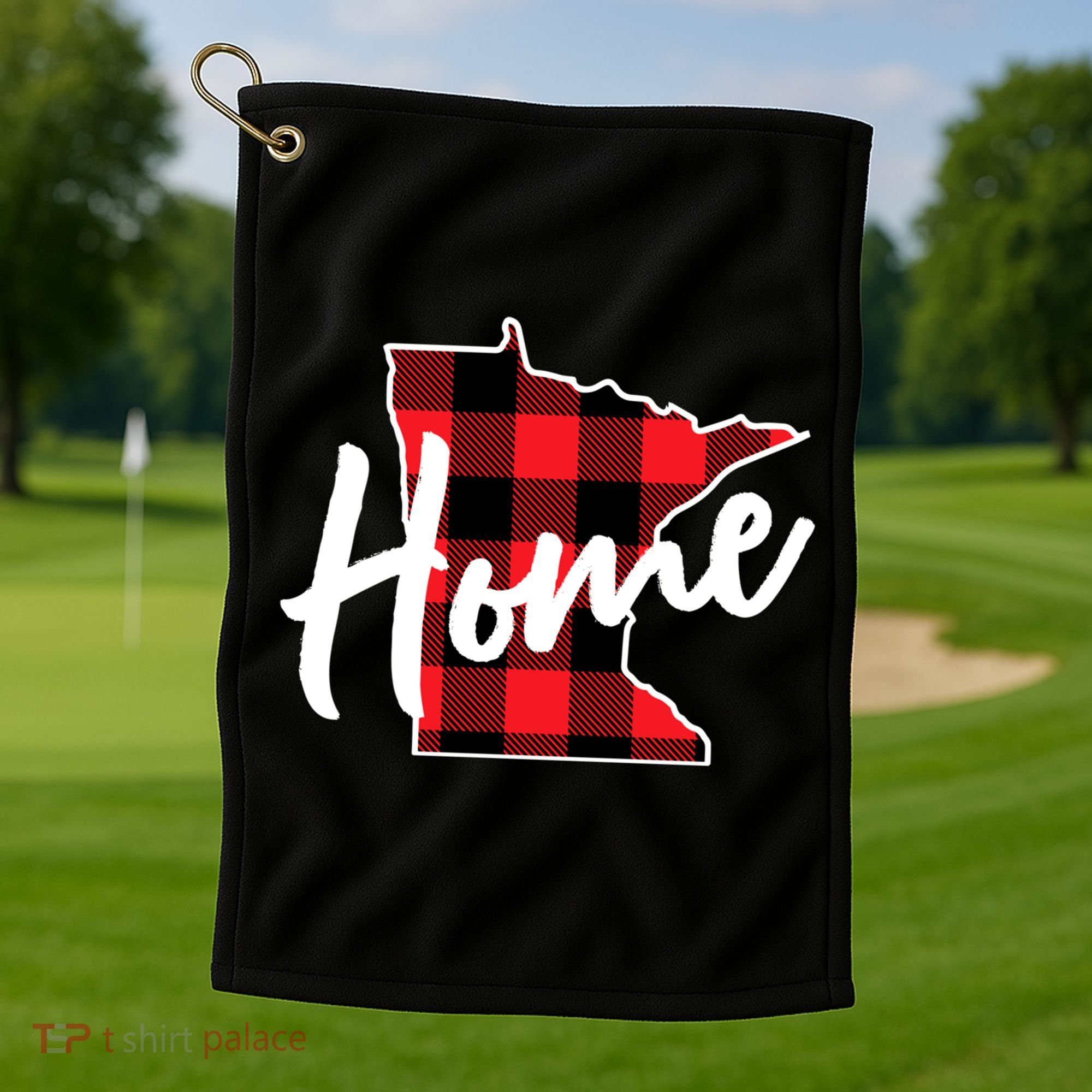 Lumberjack Buffalo Plaid Minnesota Home State Cute Gift Back Gift Golf Towel