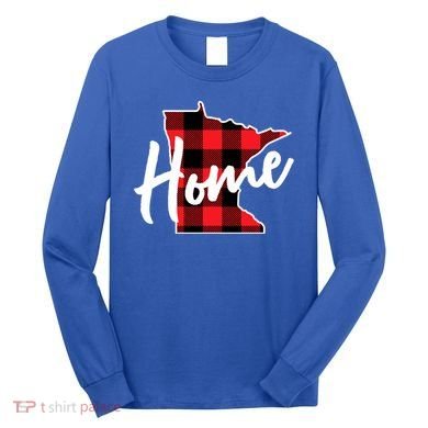 Lumberjack Buffalo Plaid Minnesota Home State Cute Gift Back Gift Long Sleeve Shirt