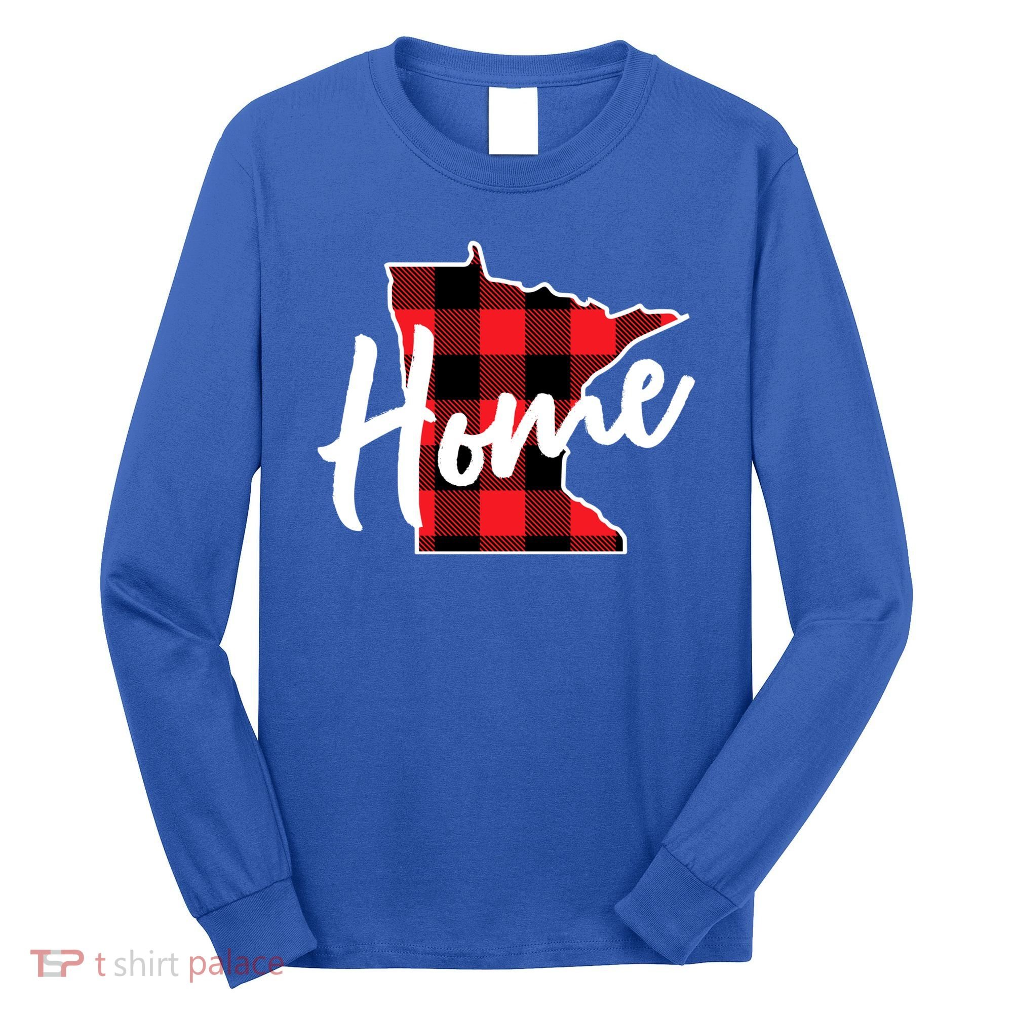 Lumberjack Buffalo Plaid Minnesota Home State Cute Gift Back Gift Long Sleeve Shirt