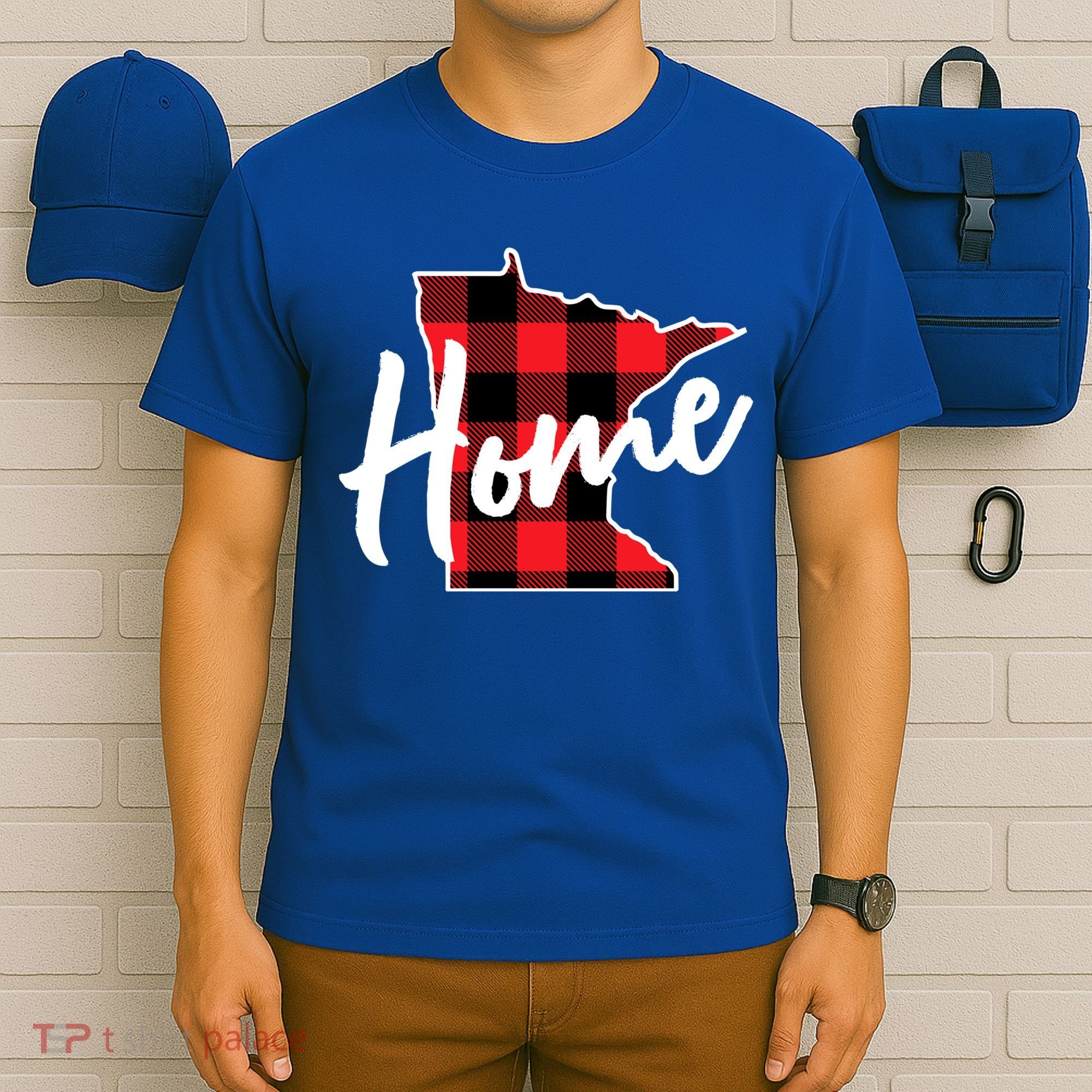 Lumberjack Buffalo Plaid Minnesota Home State Cute Gift Back Gift T-Shirt