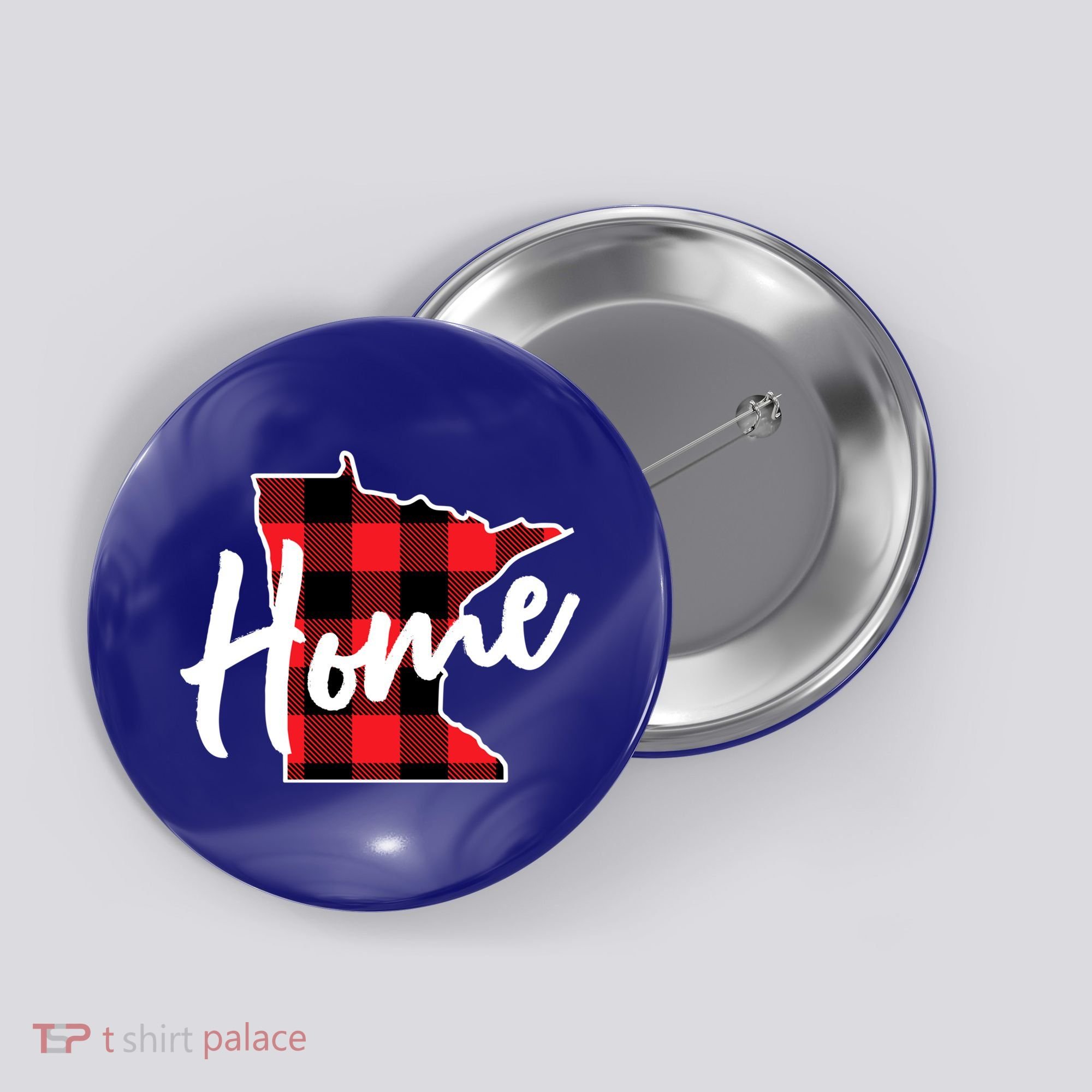 Lumberjack Buffalo Plaid Minnesota Home State Cute Gift Back Gift Button