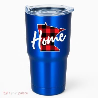Lumberjack Buffalo Plaid Minnesota Home State Cute Gift Back Gift Tumbler