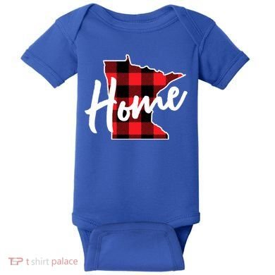 Lumberjack Buffalo Plaid Minnesota Home State Cute Gift Back Gift Baby Bodysuit