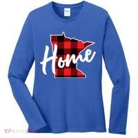Lumberjack Buffalo Plaid Minnesota Home State Cute Gift Back Gift Women's Long Sleeve Shirt thumb 0