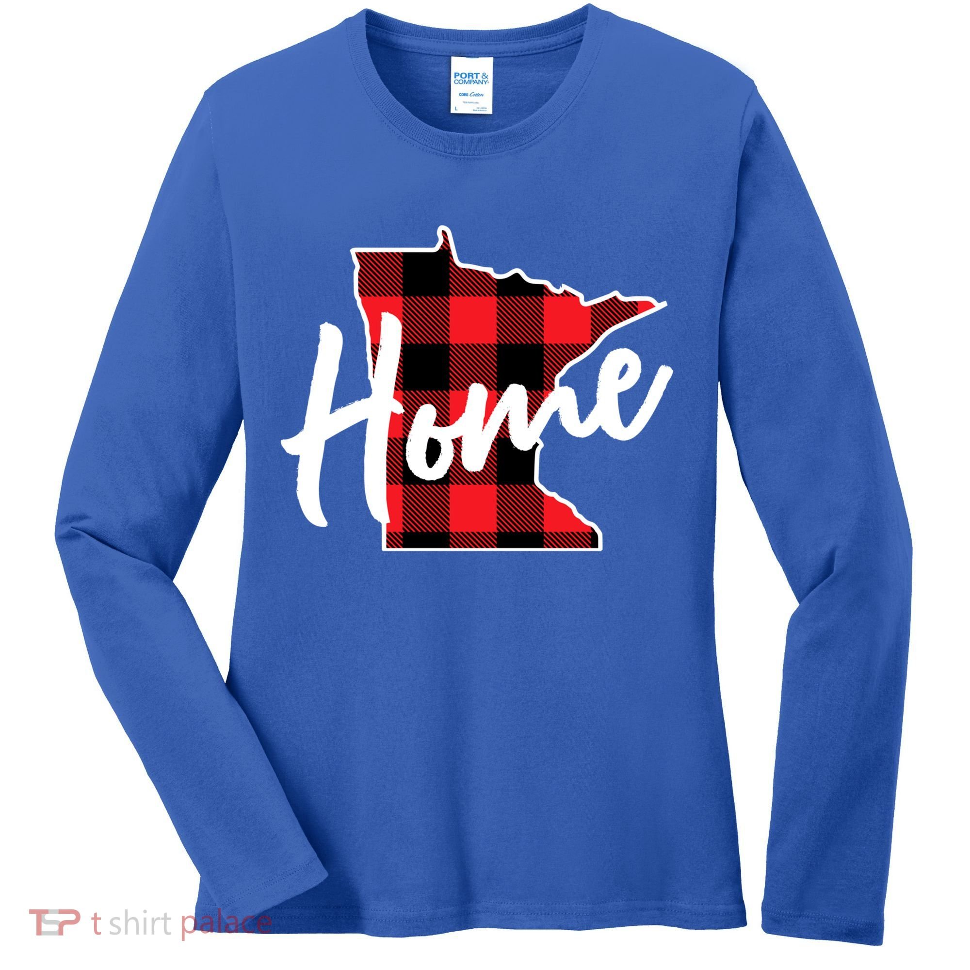 Lumberjack Buffalo Plaid Minnesota Home State Cute Gift Back Gift Women's Long Sleeve Shirt
