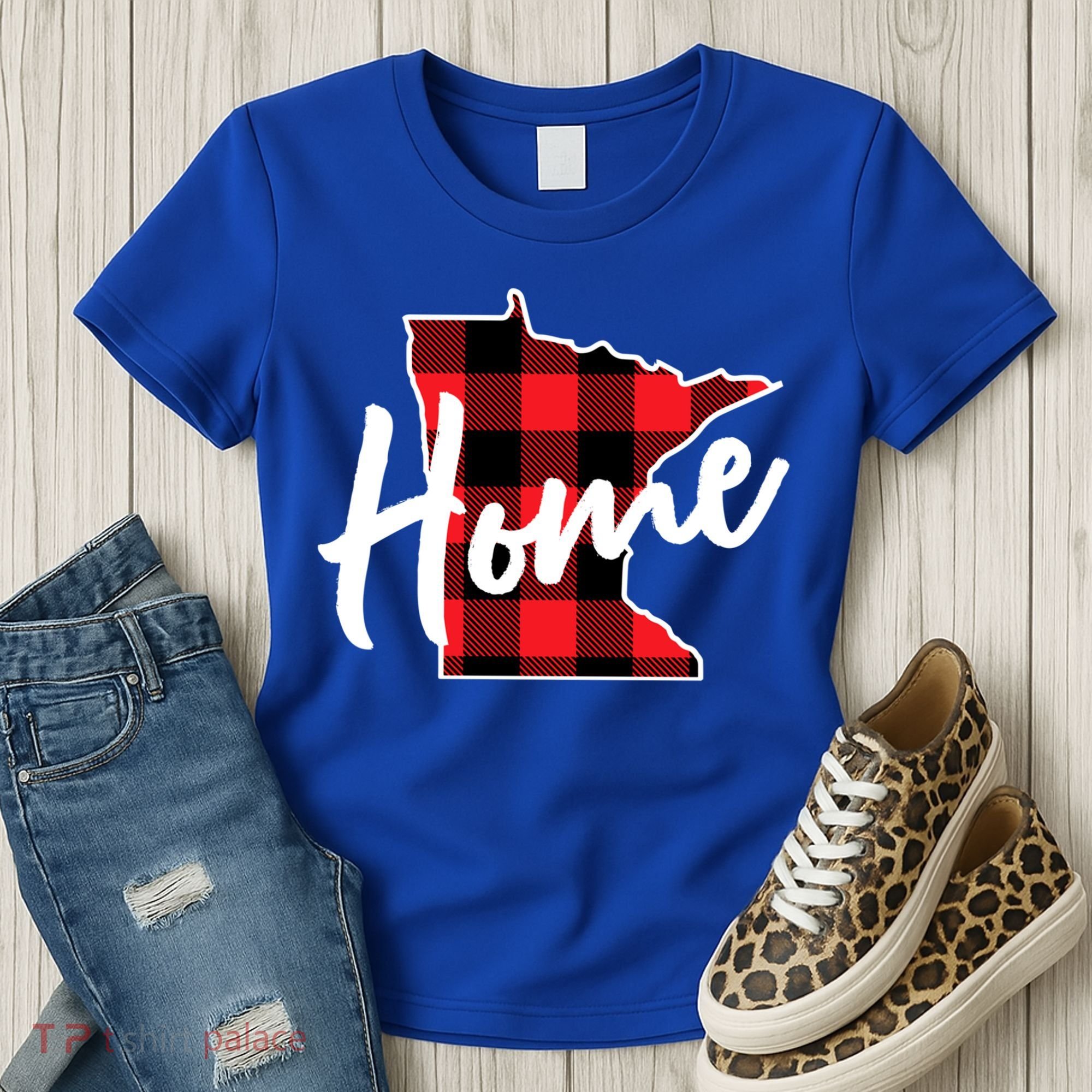 Lumberjack Buffalo Plaid Minnesota Home State Cute Gift Back Gift Women's T-Shirt