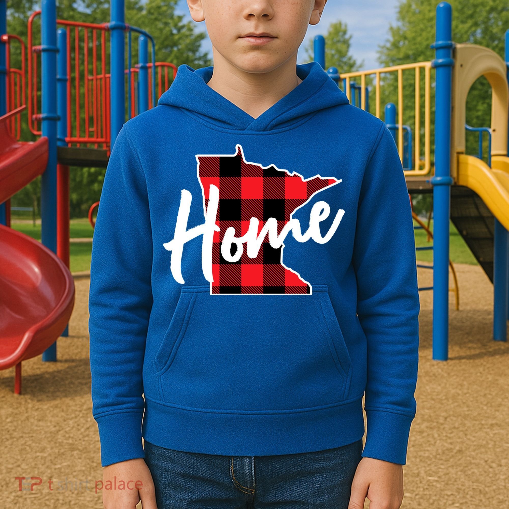 Lumberjack Buffalo Plaid Minnesota Home State Cute Gift Back Gift Kids Hoodie